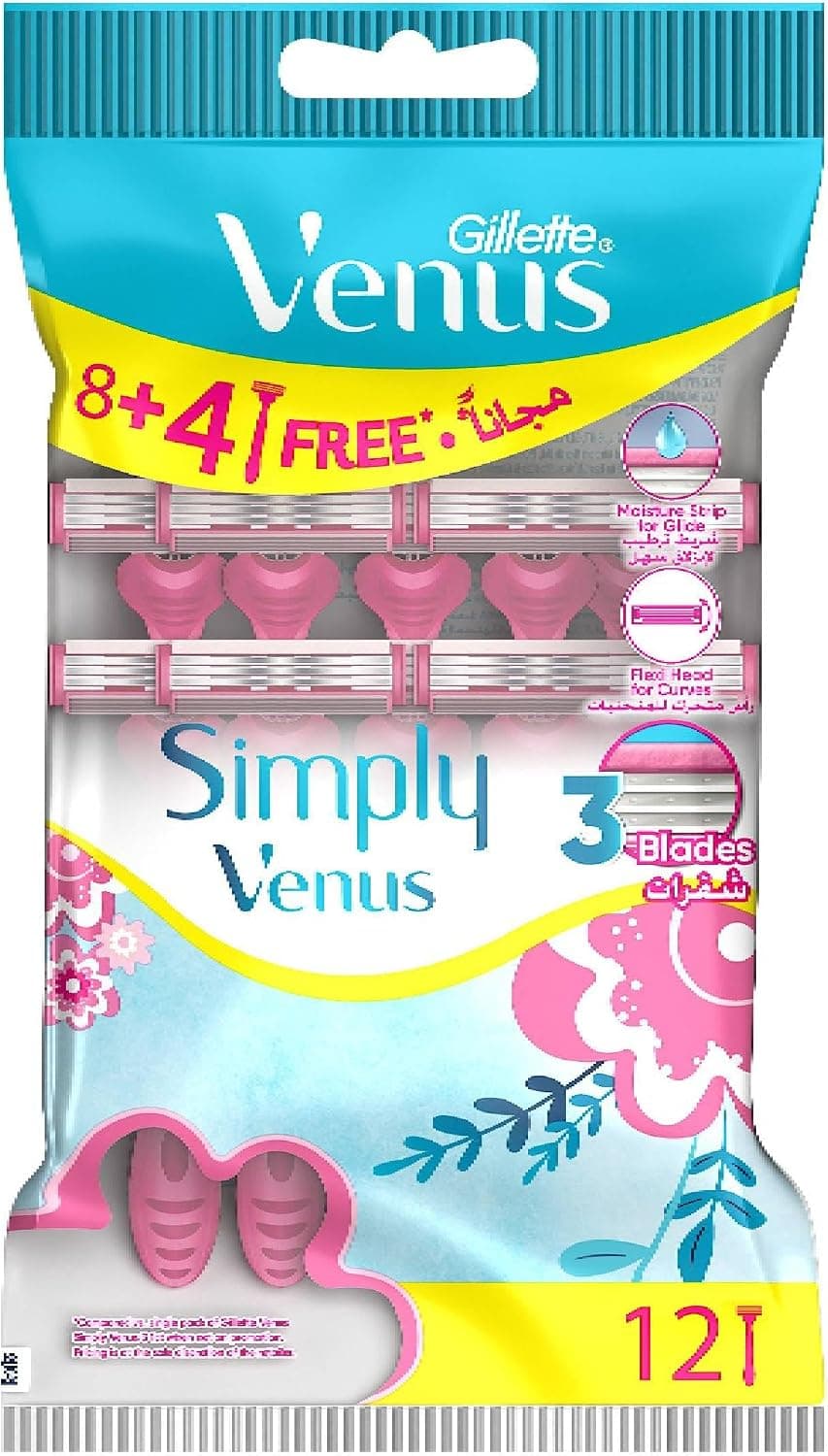 تیغ یکبار مصرف زنانه Venus Simply Venus3 بسته 12 عددی تیغ یکبار مصرف زنانه Venus Simply Venus3 بسته 12 عددی