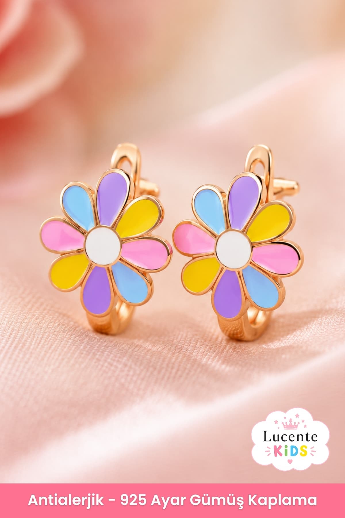 گوشواره کودک دخترانه Lucente Jewellery نقره 925 عیار گیرهای طرح گل میناکاری رنگی گوشواره کودک دخترانه Lucente Jewellery نقره 925 عیار گیرهای طرح گل میناکاری رنگی