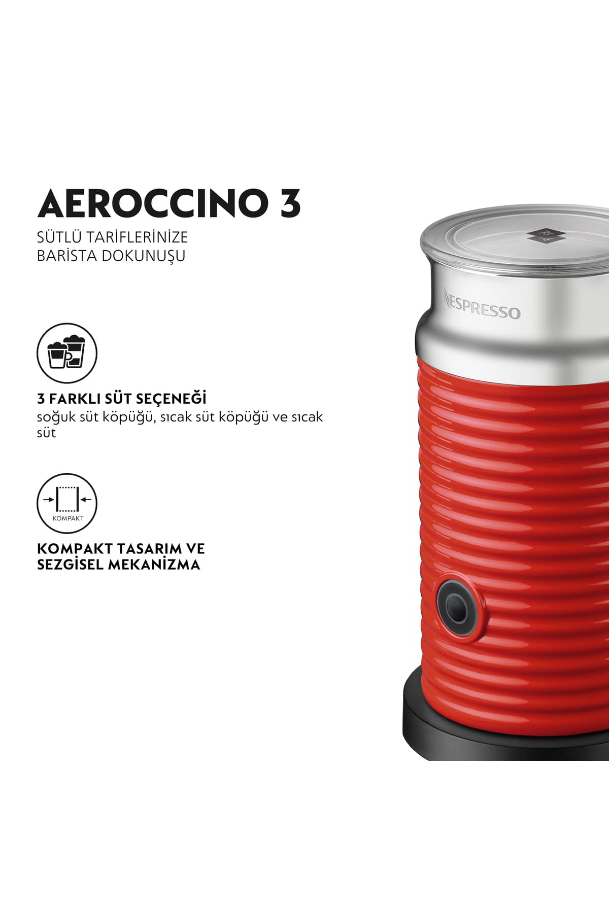 دستگاه کفساز شیر Nespresso قرمز مدل Aeroccino 3 دستگاه کفساز شیر Nespresso قرمز مدل Aeroccino 3