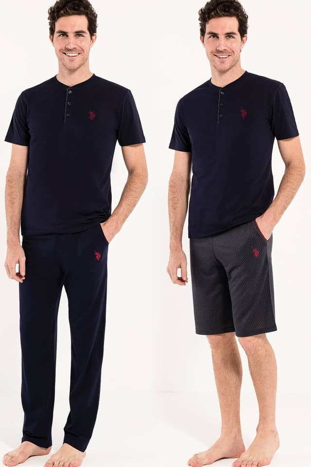 ست پیژامه مردانه U.S. Polo Assn. آستین کوتاه با شلوارک سرمهای ست پیژامه مردانه U.S. Polo Assn. آستین کوتاه با شلوارک سرمهای