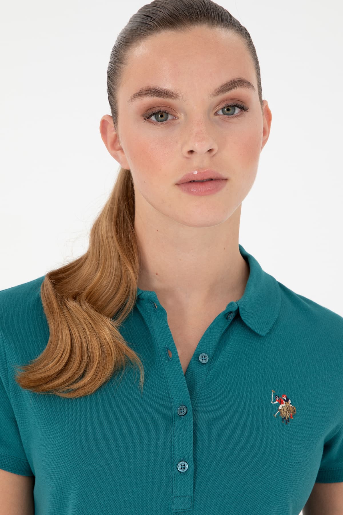 تیشرت زنانه U.S. Polo Assn. یقه پلو سبز تیره مدل 50280067-VR101 تیشرت زنانه U.S. Polo Assn. یقه پلو سبز تیره مدل 50280067-VR101