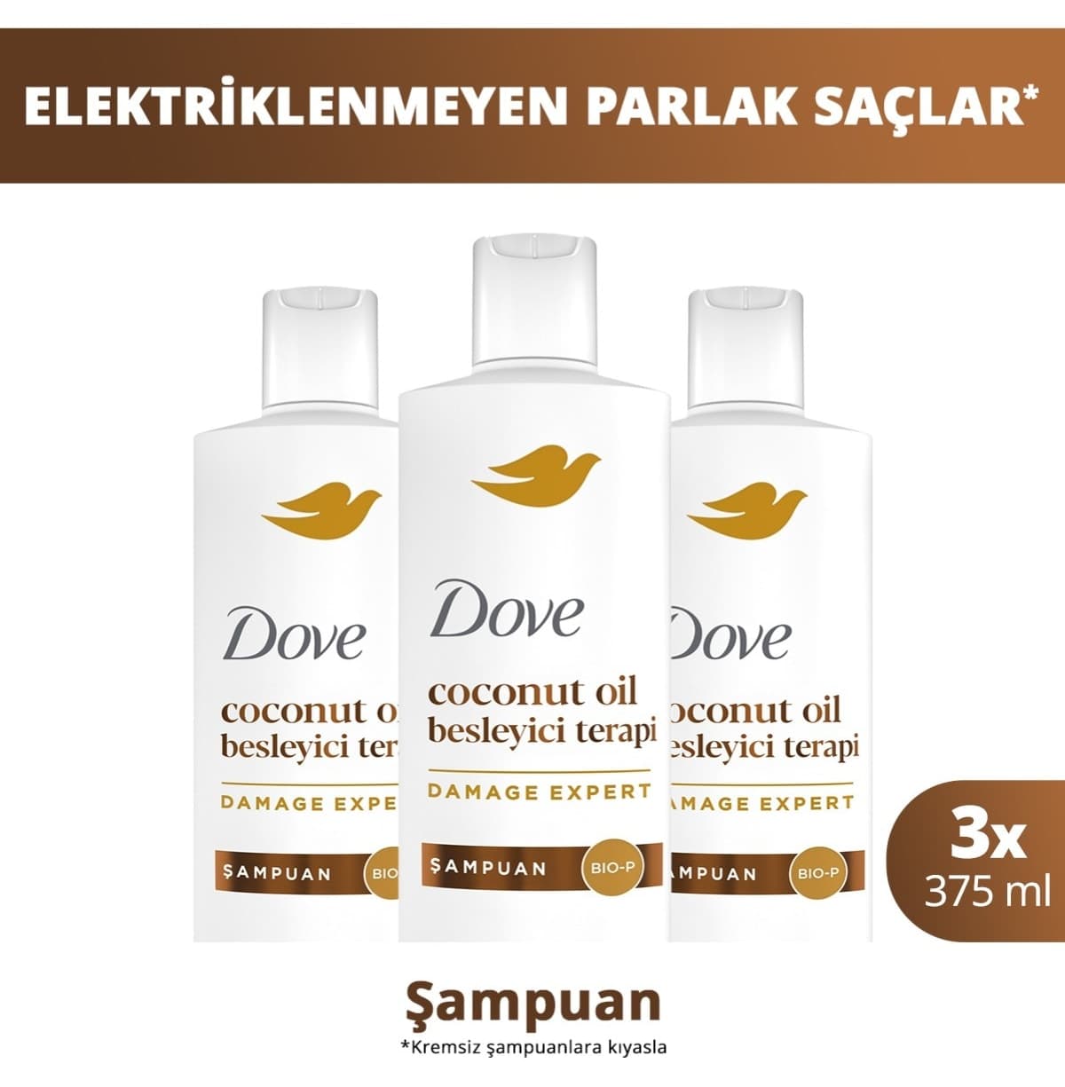 شامپو زنانه Dove روغن نارگیل تغذیهکننده درمانی 375 ml x3 شامپو زنانه Dove روغن نارگیل تغذیهکننده درمانی 375 ml x3