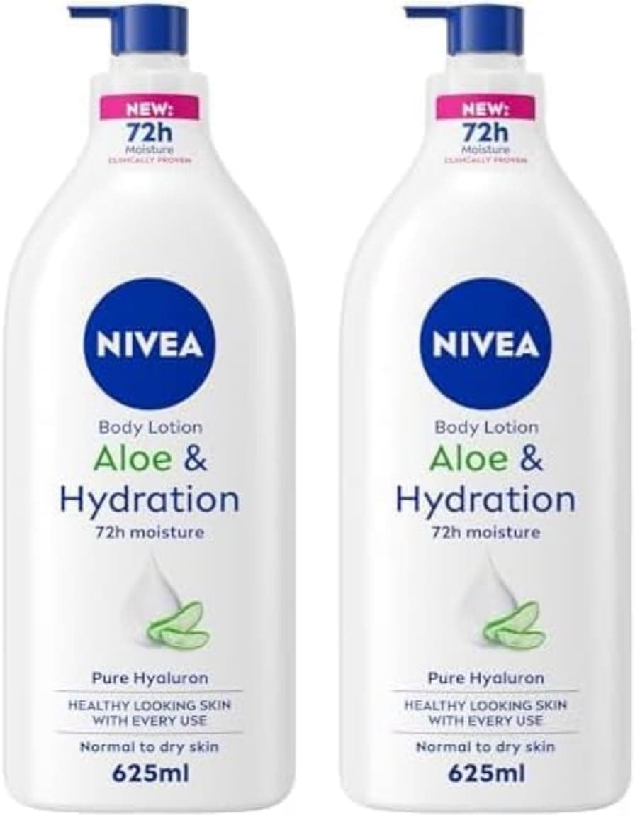 لوسیون بدن مناسب پوست معمولی تا خشک NIVEA با آلوئهورا و Hyaluron خالص 100%، رطوبترسانی 72 ساعته 2x400ml لوسیون بدن مناسب پوست معمولی تا خشک NIVEA با آلوئهورا و Hyaluron خالص 100%، رطوبترسانی 72 ساعته 2x400ml