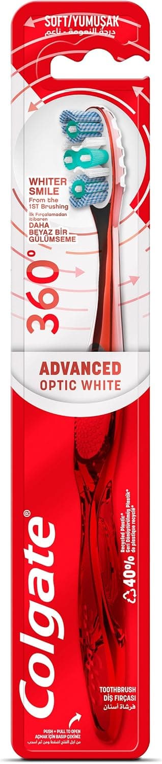 مسواک نرم سفیدکننده Colgate 360 با سفیدکنندگی نوری پیشرفته مسواک نرم سفیدکننده Colgate 360 با سفیدکنندگی نوری پیشرفته
