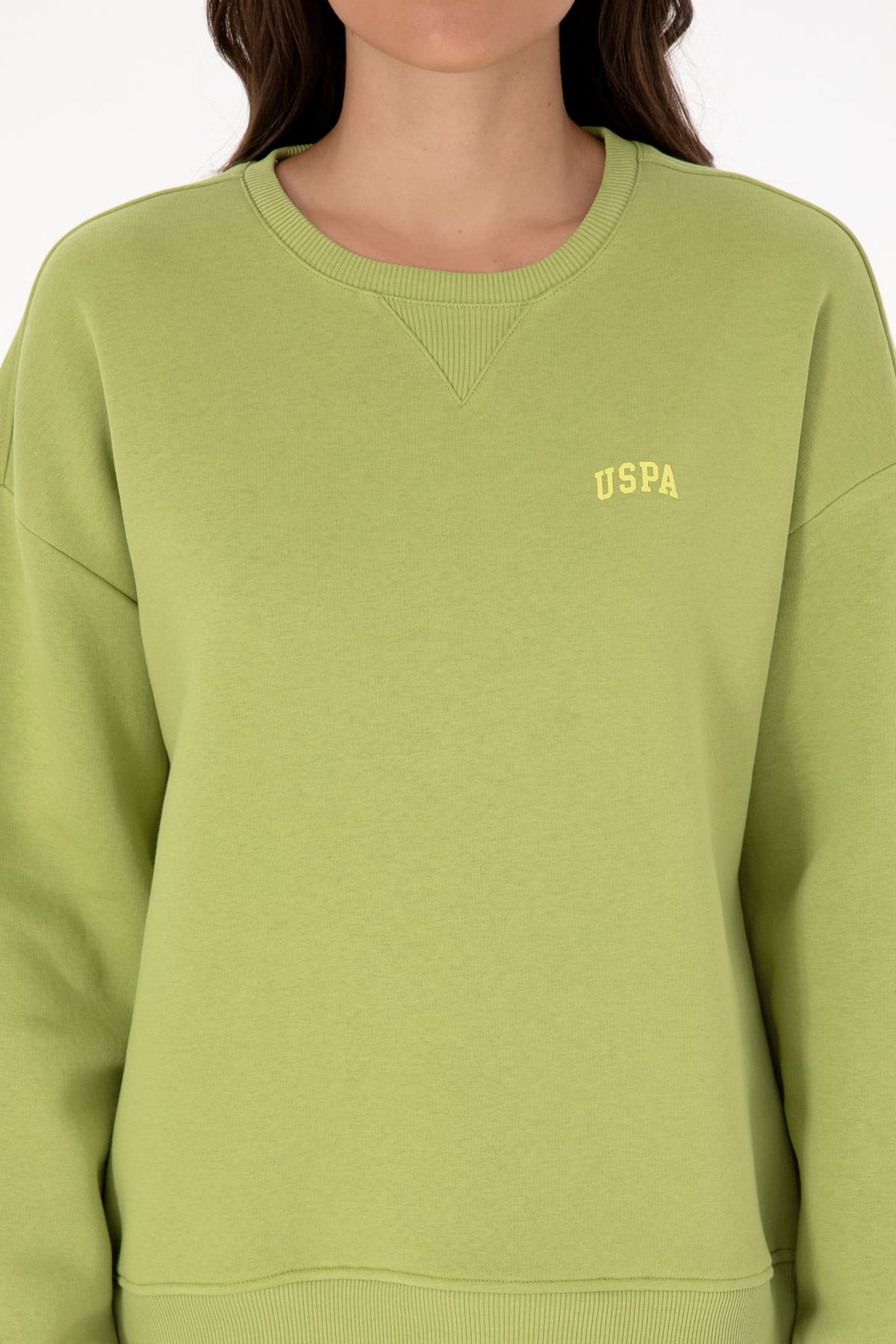 سوئیشرت زنانه U.S. Polo Assn. یقه گرد بیسیک سبز پستهای مدل 50313586-VR087 سوئیشرت زنانه U.S. Polo Assn. یقه گرد بیسیک سبز پستهای مدل 50313586-VR087