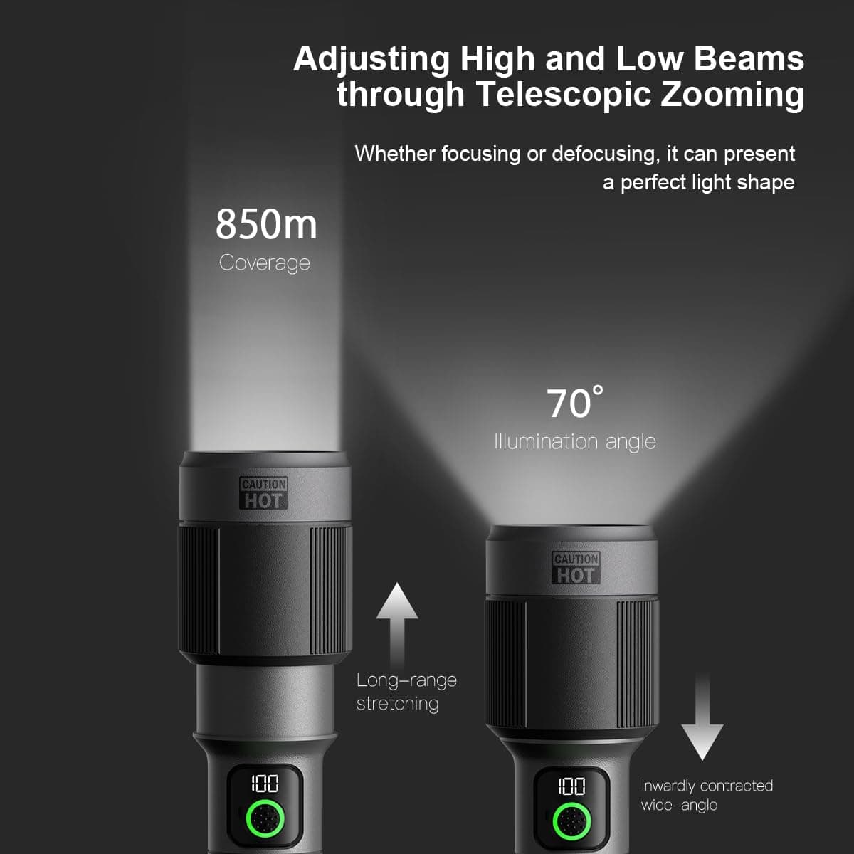 چراغقوه LED شارژی PHILIPS با باتری 4500mAh، توان 60W، برد 680M و زوم تلسکوپی چراغقوه LED شارژی PHILIPS با باتری 4500mAh، توان 60W، برد 680M و زوم تلسکوپی