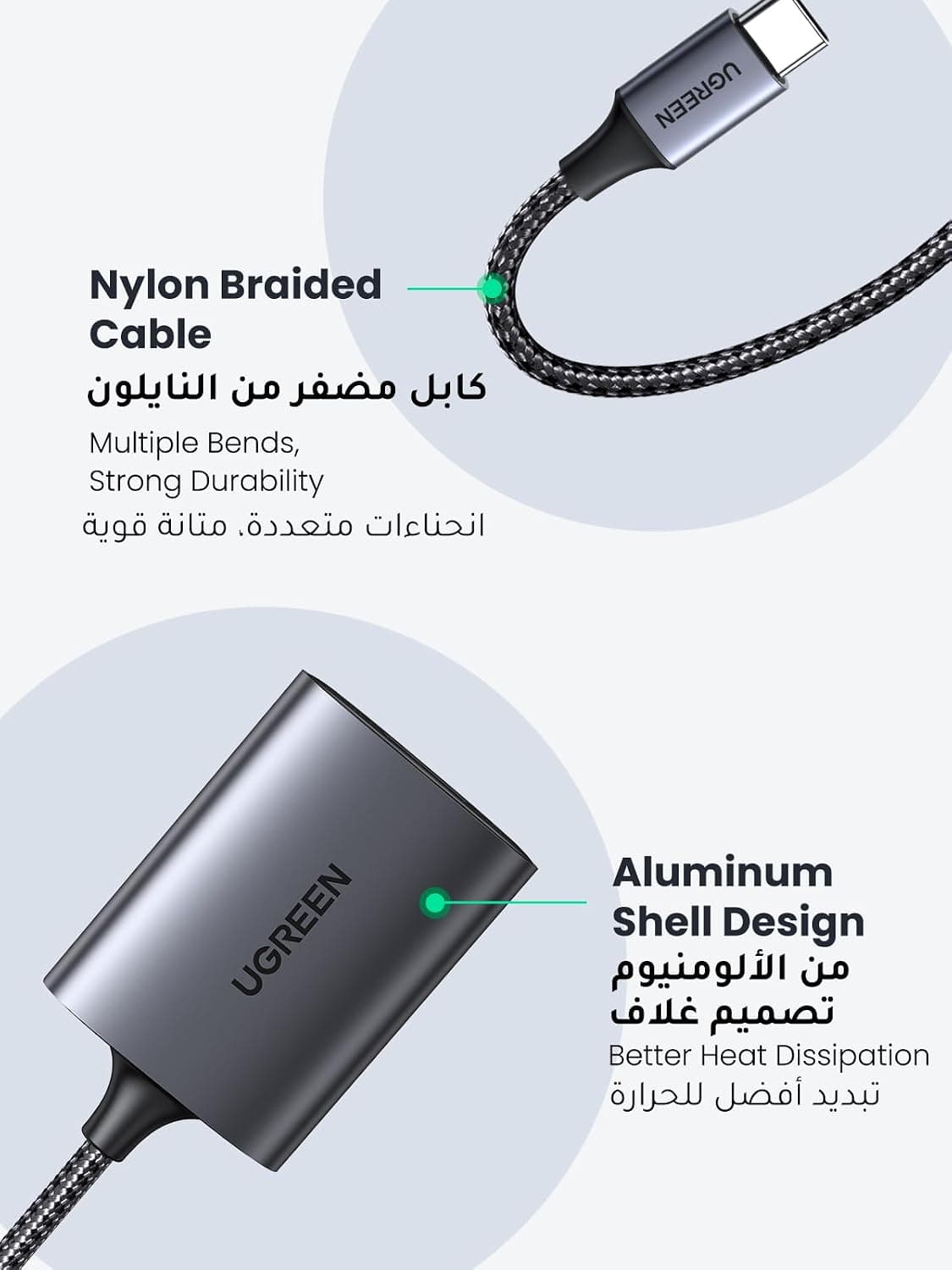 کارتخوان حافظه UGREEN دوکاره OTG Type C برای Micro SD/TF کارتخوان حافظه UGREEN دوکاره OTG Type C برای Micro SD/TF