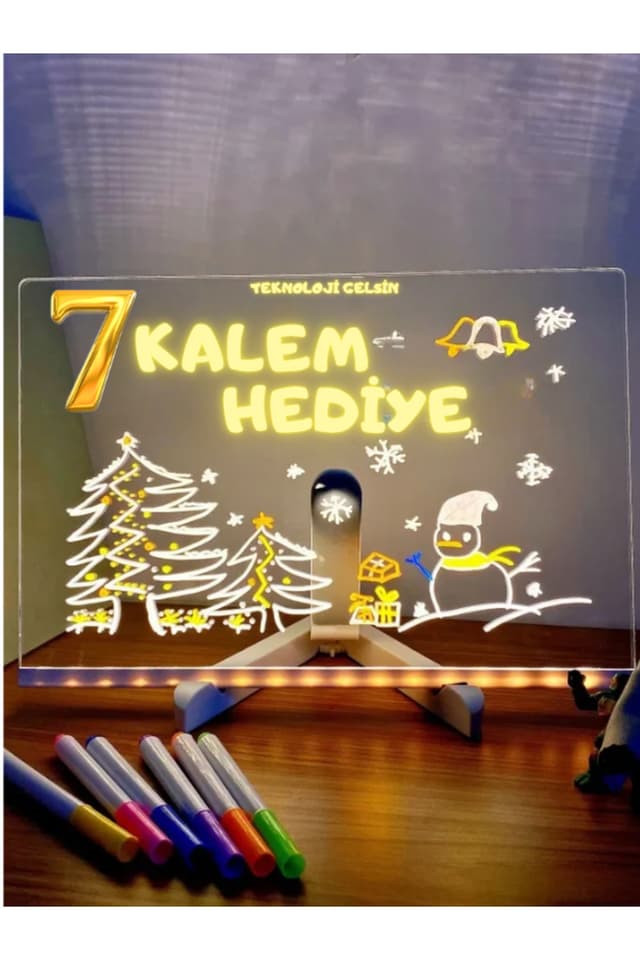 تخته یادداشت و نقاشی آموزشی LED سایز 20X30 Teknoloji Gelsin با 7 قلم و پایه تخته یادداشت و نقاشی آموزشی LED سایز 20X30 Teknoloji Gelsin با 7 قلم و پایه
