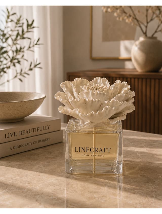 خوشبوکننده هوای گل سرامیکی دکوراتیو LINECRAFT شاهپسند با رایحه وانیل تیره 120 ml خوشبوکننده هوای گل سرامیکی دکوراتیو LINECRAFT شاهپسند با رایحه وانیل تیره 120 ml