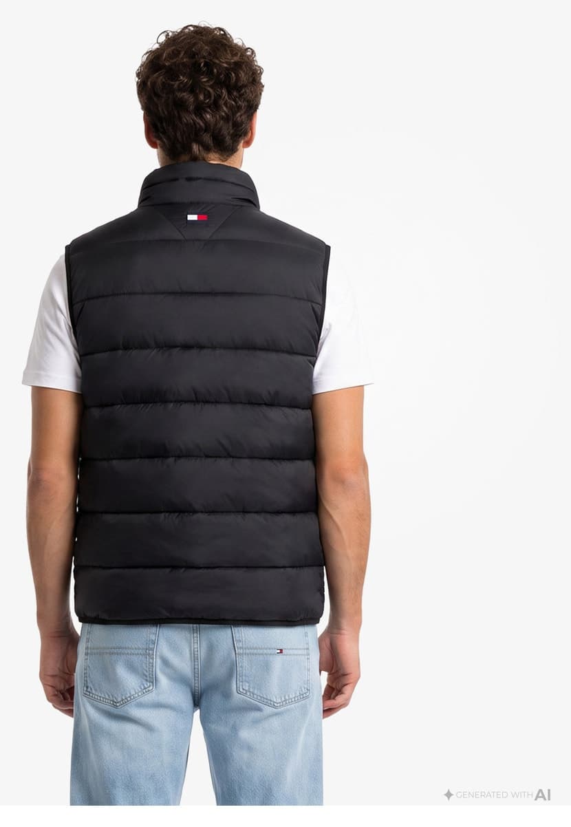 جلیقه مردانه Tommy Hilfiger مشکی با لوگو مناسب استفاده روزانه جلیقه مردانه Tommy Hilfiger مشکی با لوگو مناسب استفاده روزانه
