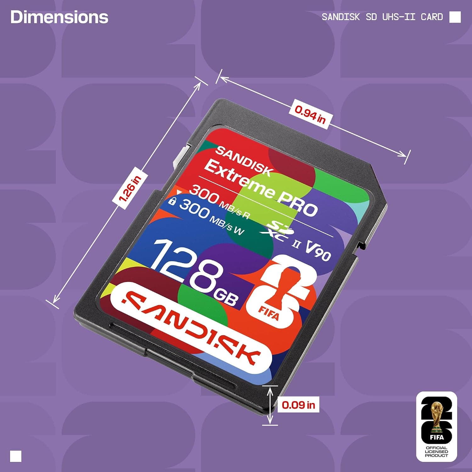 کارت حافظه SD 128GB UHS-II SANDISK نسخه جام جهانی 2026 مدل SDSDXDM-128G-GN4IH کارت حافظه SD 128GB UHS-II SANDISK نسخه جام جهانی 2026 مدل SDSDXDM-128G-GN4IH