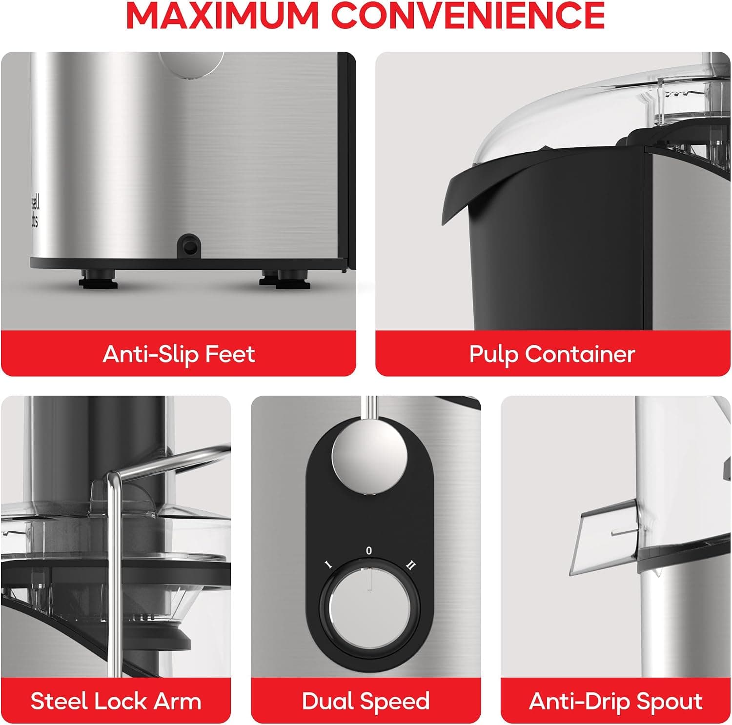 آبمیوهگیری Russell Hobbs 800W دو سرعته مدل GS329 مشکی آبمیوهگیری Russell Hobbs 800W دو سرعته مدل GS329 مشکی