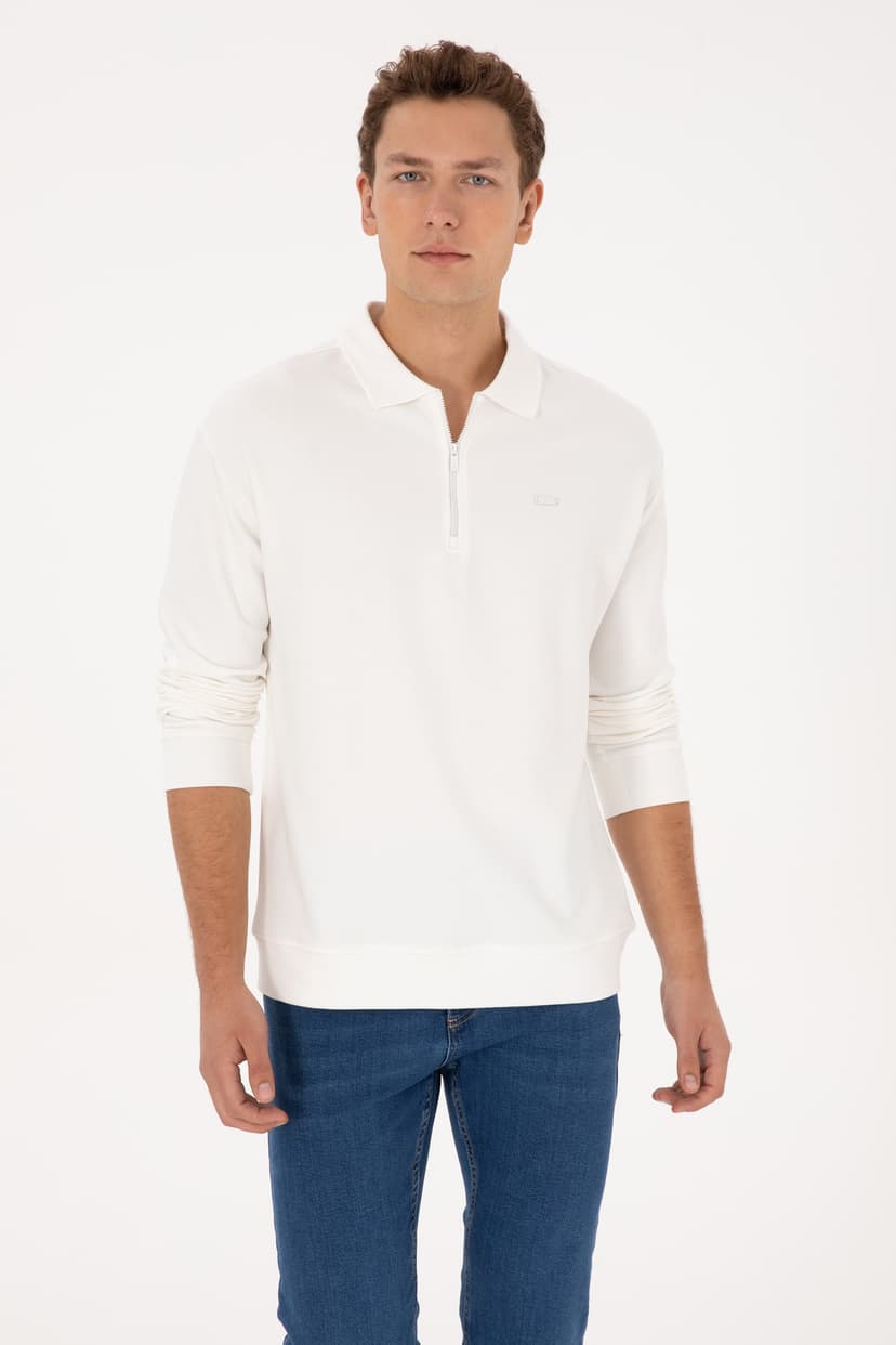 سوئیشرت مردانه U.S. Polo Assn. فیت راحت نیم زیپ سفید مدل 50316484-VR184 سوئیشرت مردانه U.S. Polo Assn. فیت راحت نیم زیپ سفید مدل 50316484-VR184