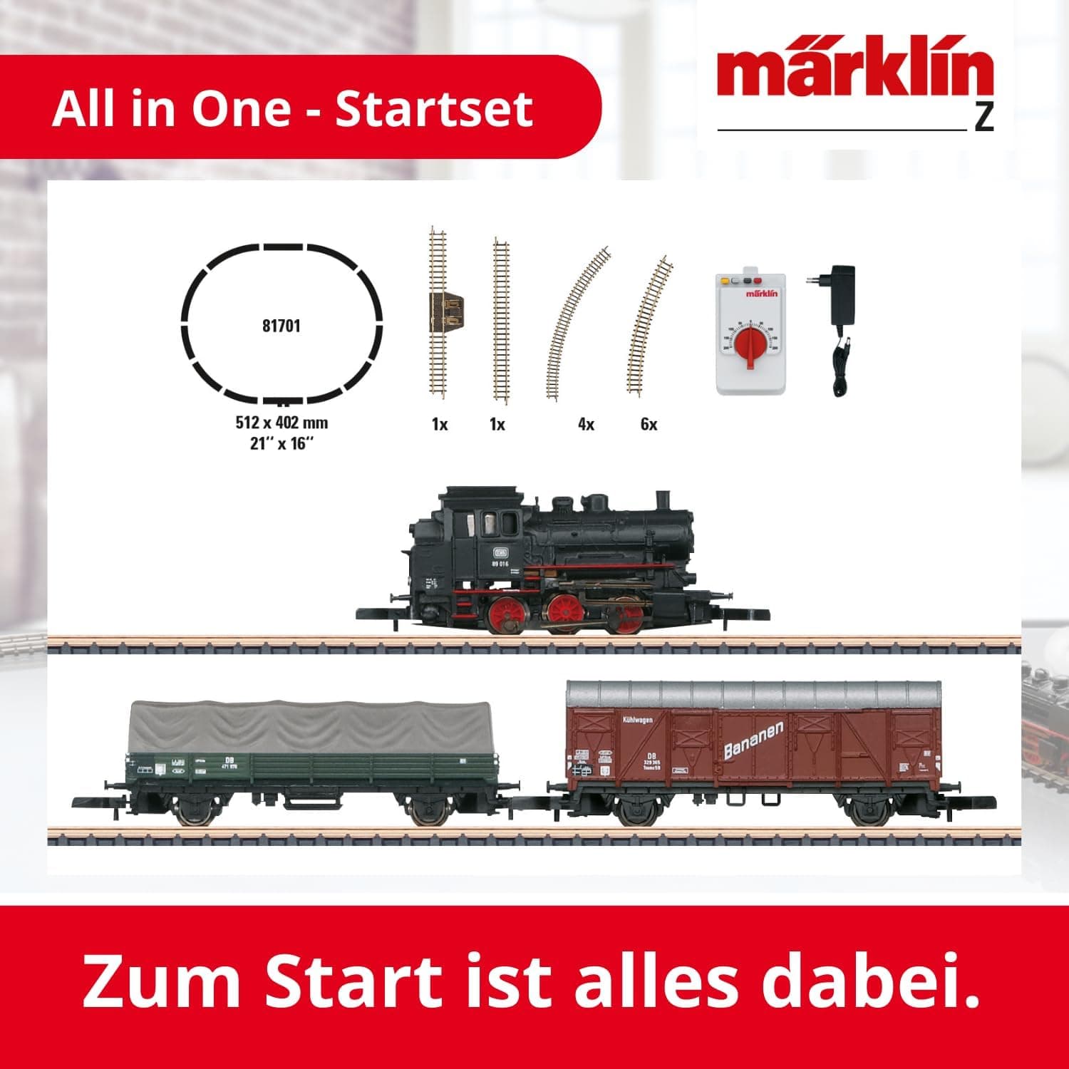 ست استارتر قطار باری Märklin مقیاس 1:220 ریل Z مدل 81701 ست استارتر قطار باری Märklin مقیاس 1:220 ریل Z مدل 81701