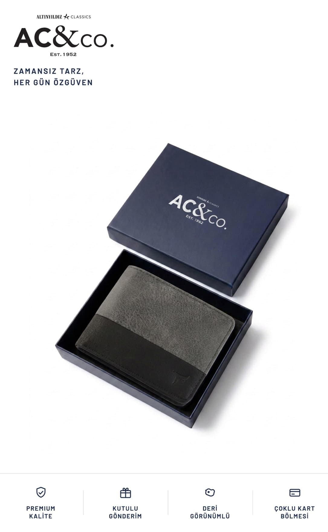 کیف پول مردانه AC&Co / Altınyıldız Classics سرمهای و قهوهای جعبه هدیه با محفظه کارت و اسکناس ست دامادی/جهیزیه کیف پول مردانه AC&Co / Altınyıldız Classics سرمهای و قهوهای جعبه هدیه با محفظه کارت و اسکناس ست دامادی/جهیزیه
