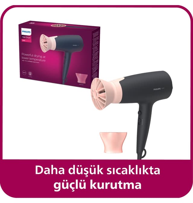 سشوار Philips سری 3000 2100W، 6 دما و سرعت، ThermoProtect، مدل BHD350/06 سشوار Philips سری 3000 2100W، 6 دما و سرعت، ThermoProtect، مدل BHD350/06