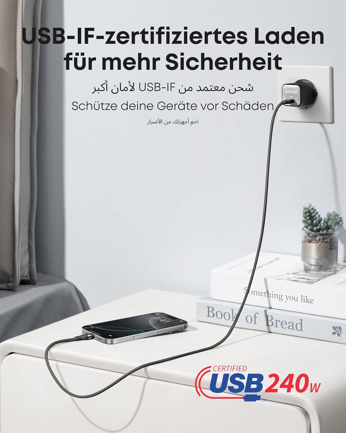 کابل Anker شارژ سریع 240W مدل Nano USB-C به USB-C مشکی 0.9m کابل Anker شارژ سریع 240W مدل Nano USB-C به USB-C مشکی 0.9m