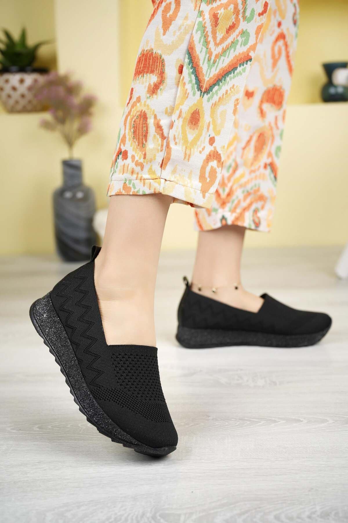 کفش زنانه تابستانی تریکو مشکی Nesil Shoes مدل Aky 055 کفش زنانه تابستانی تریکو مشکی Nesil Shoes مدل Aky 055