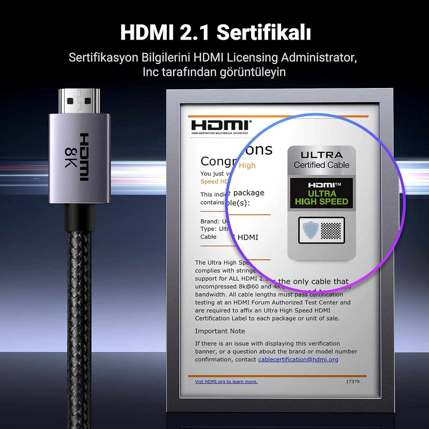 کابل HDMI 2.1 UGREEN با پشتیبانی از 8K 60Hz، 4K 240Hz، eARC، HDR 10+ و VRR، 2M کابل HDMI 2.1 UGREEN با پشتیبانی از 8K 60Hz، 4K 240Hz، eARC، HDR 10+ و VRR، 2M