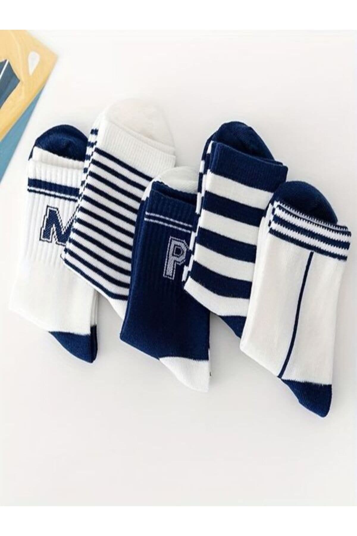 ست جوراب ساق کوتاه یونیسکس Sky Socks راه راه آبی معطر 5 عددی ست جوراب ساق کوتاه یونیسکس Sky Socks راه راه آبی معطر 5 عددی