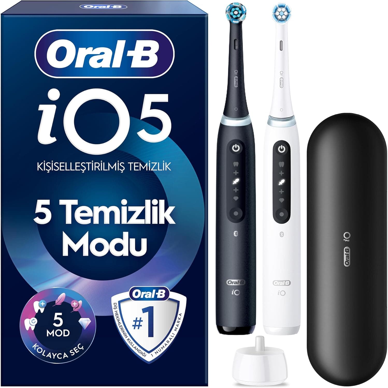 مسواک برقی Oral-B مدل iO5 ست ۲ تایی مشکی و سفید مات مسواک برقی Oral-B مدل iO5 ست ۲ تایی مشکی و سفید مات