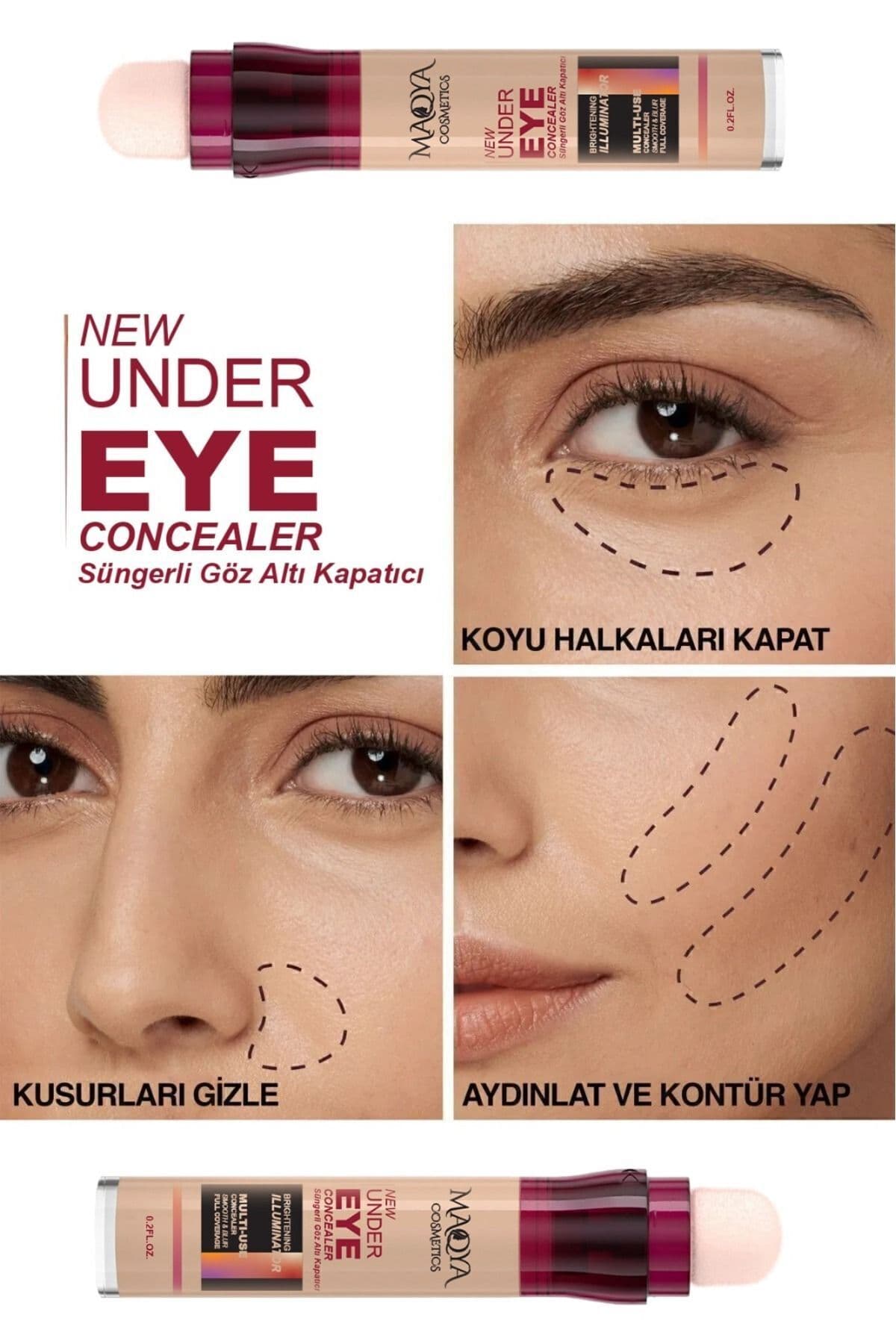 کانسیلر MAQYA Cosmetics پوشش قوی، مغذی و روشنکننده زیر چشم با اسفنج رنگ متوسط کانسیلر MAQYA Cosmetics پوشش قوی، مغذی و روشنکننده زیر چشم با اسفنج رنگ متوسط