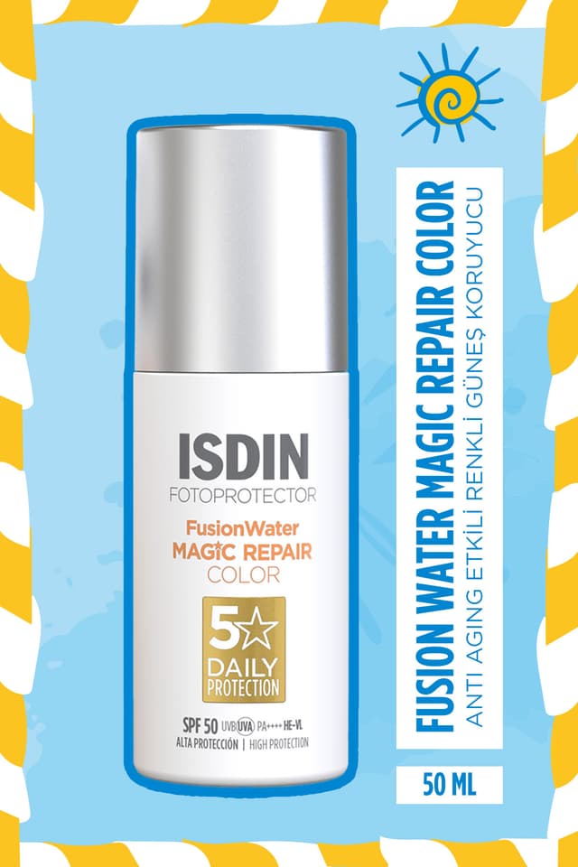 ضدآفتاب رنگی صورت ترمیمکننده ISDIN Fotoprotector Fusion Water Magic Repair Color SPF 50 50 ml ضدآفتاب رنگی صورت ترمیمکننده ISDIN Fotoprotector Fusion Water Magic Repair Color SPF 50 50 ml
