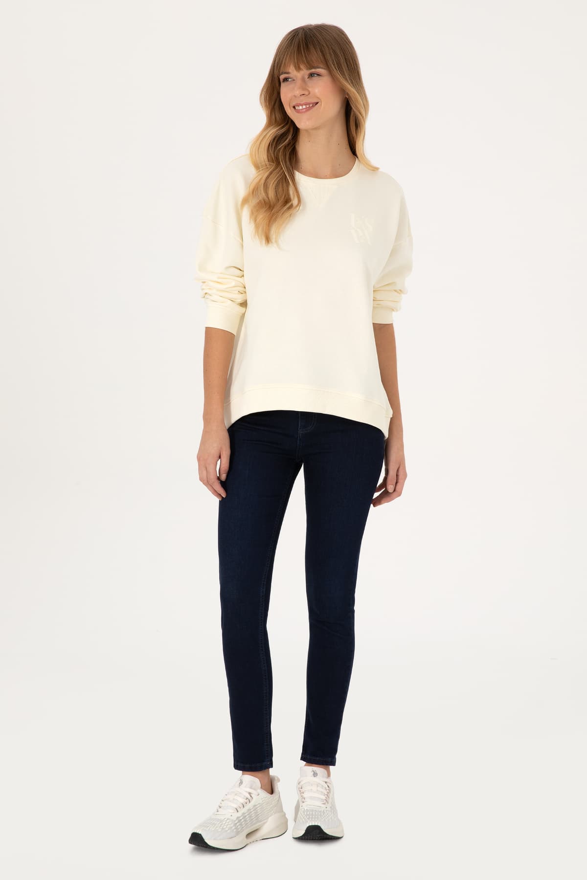 سوئیشرت زنانه U.S. Polo Assn. کرمی یقه گرد مدل 50307787-VR256 سوئیشرت زنانه U.S. Polo Assn. کرمی یقه گرد مدل 50307787-VR256