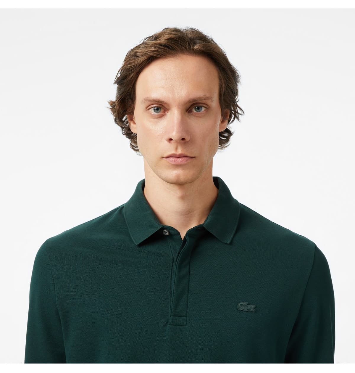 پولو مردانه Lacoste فیت معمولی آستین بلند سبز تیره Paris پولو مردانه Lacoste فیت معمولی آستین بلند سبز تیره Paris