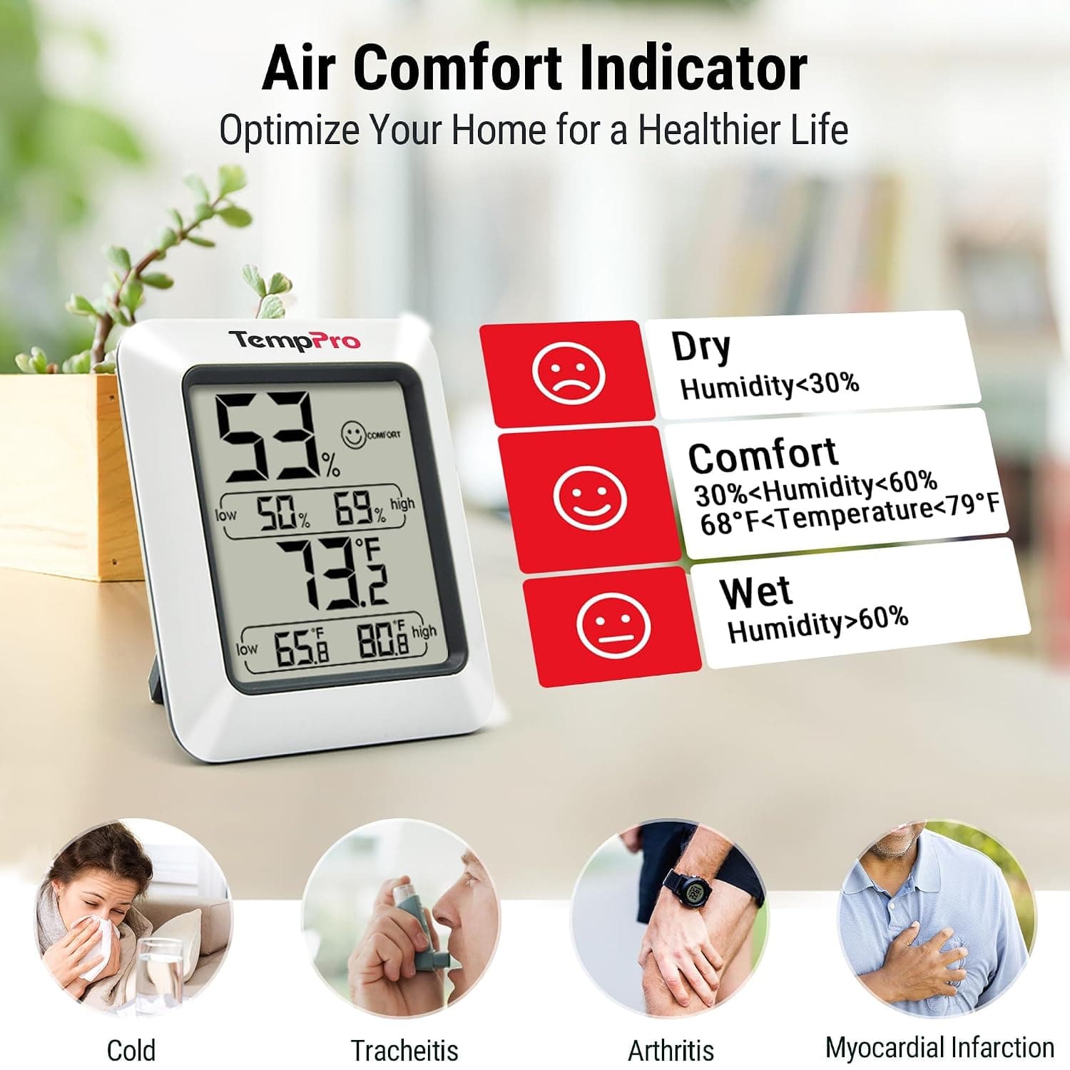 ترموهیگرومتر دیجیتال داخلی ThermoPro دماسنج و رطوبتسنج مدل TP50 ترموهیگرومتر دیجیتال داخلی ThermoPro دماسنج و رطوبتسنج مدل TP50