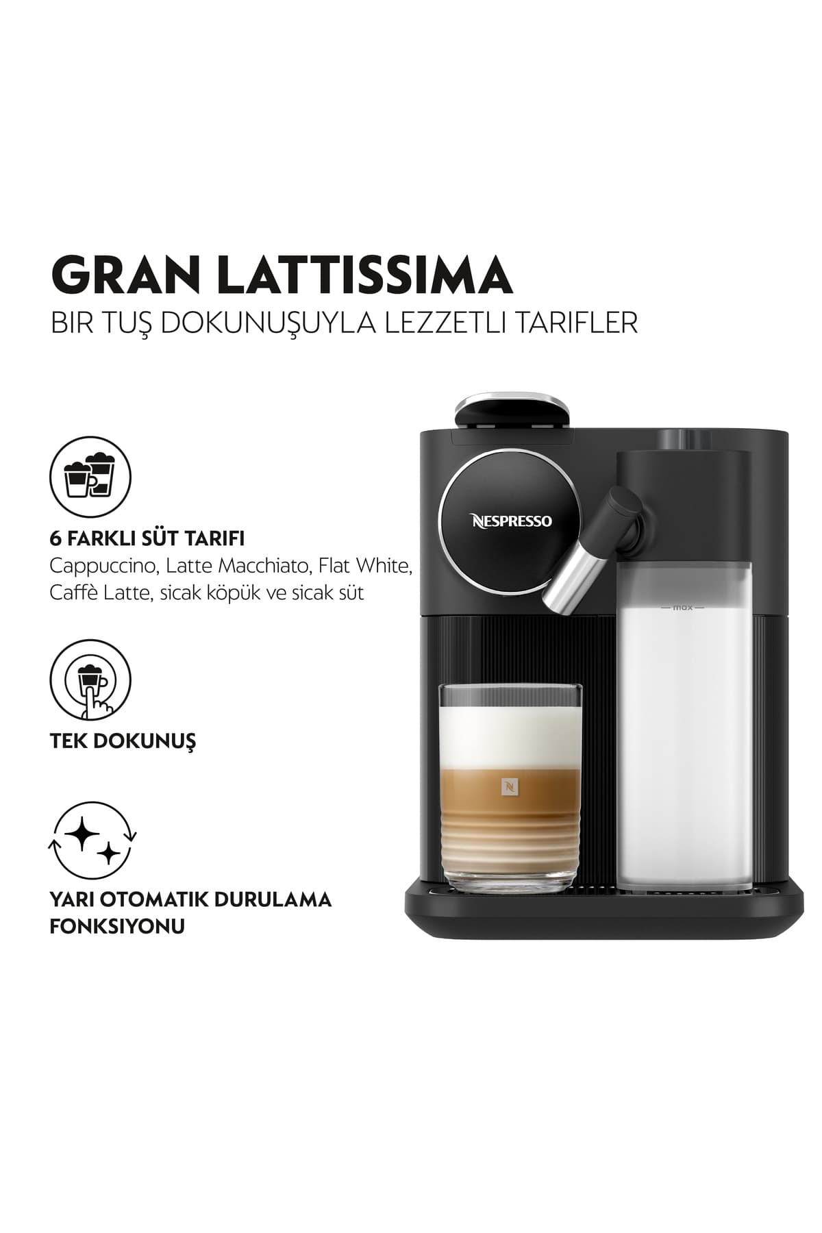 دستگاه اسپرسوساز Nespresso Gran Latissima مشکی با سیستم شیر مدل F541 دستگاه اسپرسوساز Nespresso Gran Latissima مشکی با سیستم شیر مدل F541