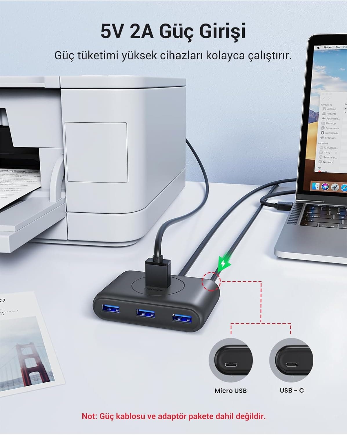 هاب 4 پورته USB 3.0 UGREEN مشکی 50 CM هاب 4 پورته USB 3.0 UGREEN مشکی 50 CM