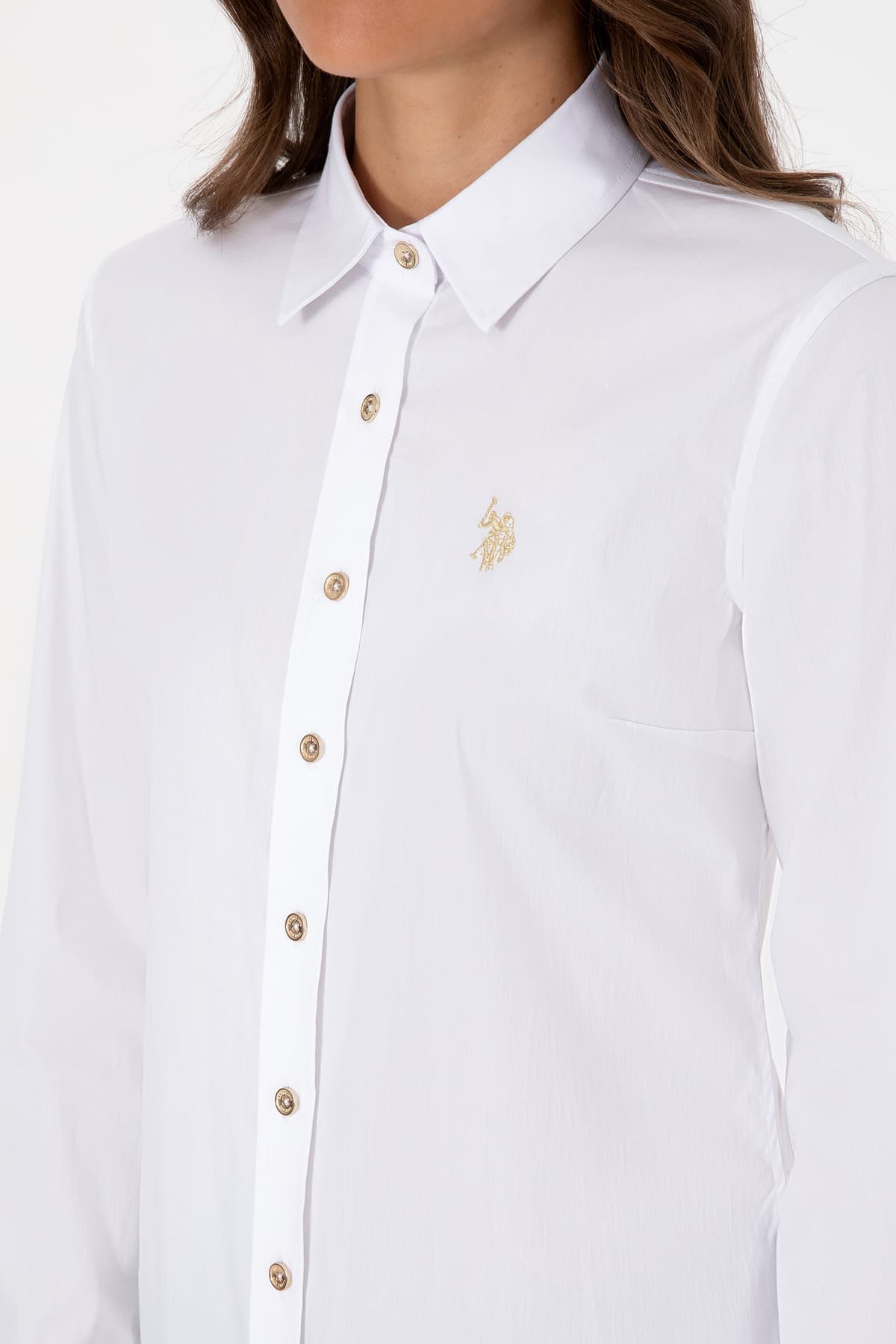 پیراهن زنانه U.S. Polo Assn. سفید آستین بلند ساده مدل 50308024-VR013 پیراهن زنانه U.S. Polo Assn. سفید آستین بلند ساده مدل 50308024-VR013