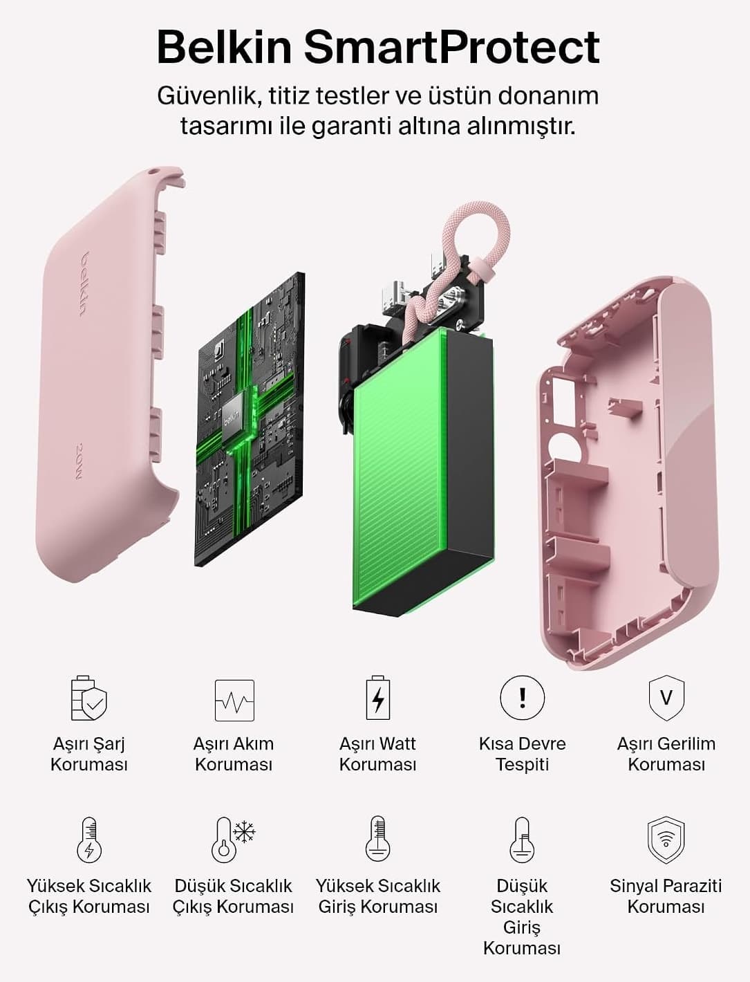 پاوربانک Belkin با نمایشگر دیجیتال باتری صورتی مدل BoostCharge 10000 mAh پاوربانک Belkin با نمایشگر دیجیتال باتری صورتی مدل BoostCharge 10000 mAh
