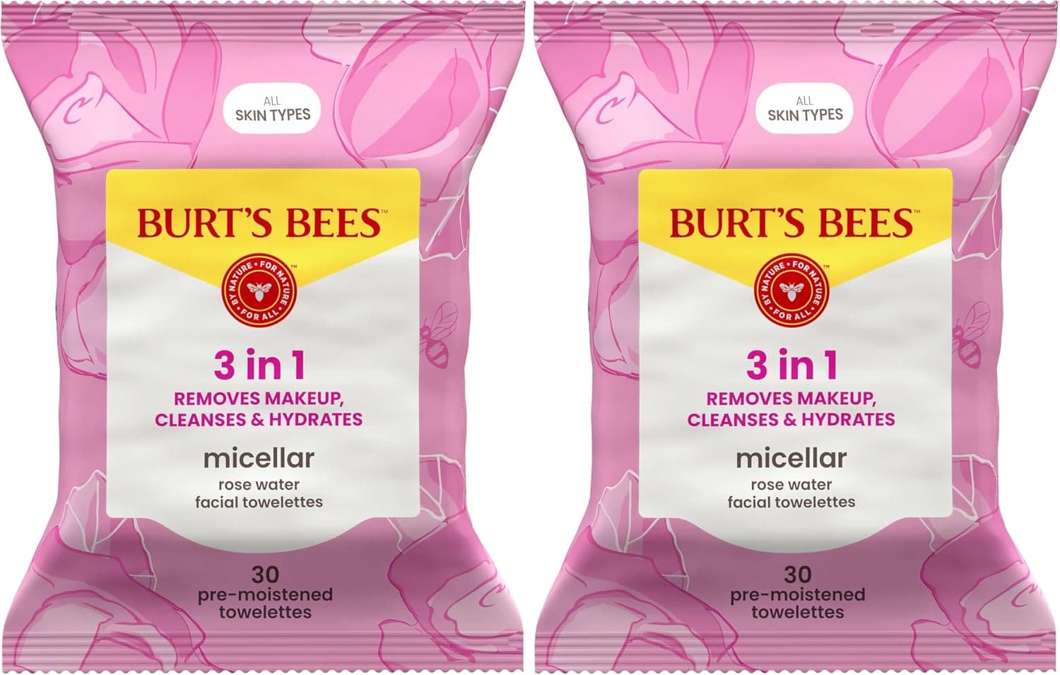 دستمال مرطوب میسلار پاککننده آرایش Burt's Bees با آب گل محمدی 30 عدد دستمال مرطوب میسلار پاککننده آرایش Burt's Bees با آب گل محمدی 30 عدد