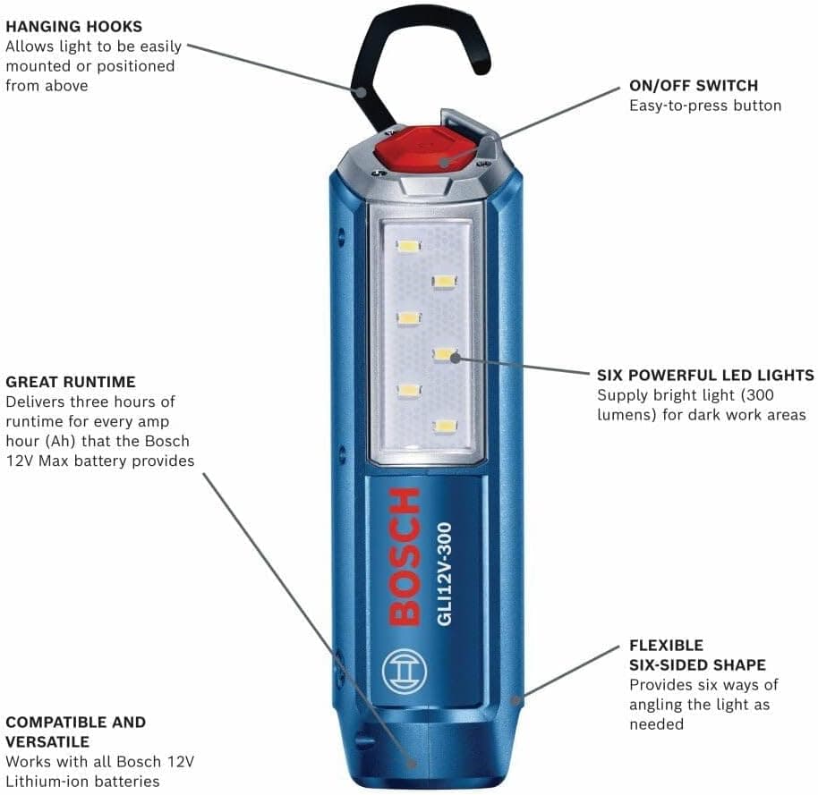 چراغ کار LED شارژی 12V Max برند BOSCH مدل GLI12V-300N چراغ کار LED شارژی 12V Max برند BOSCH مدل GLI12V-300N
