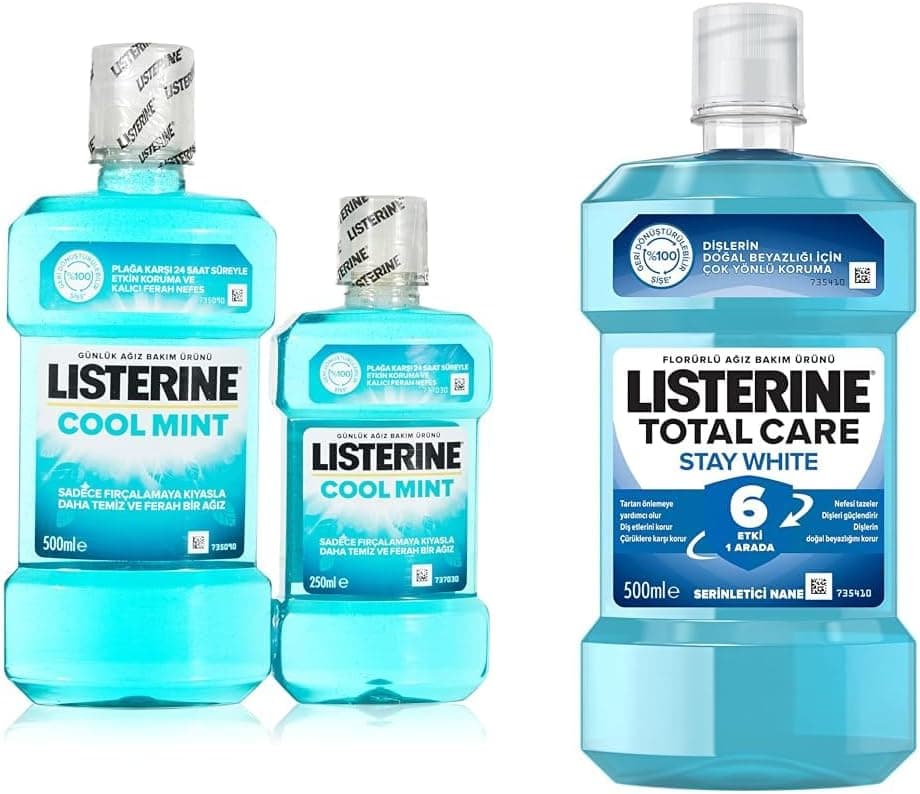 دهانشویه Listerine مدل Coolmint 500 ml 250 ml و مدل Total Care Stay White 500 ml دهانشویه Listerine مدل Coolmint 500 ml 250 ml و مدل Total Care Stay White 500 ml