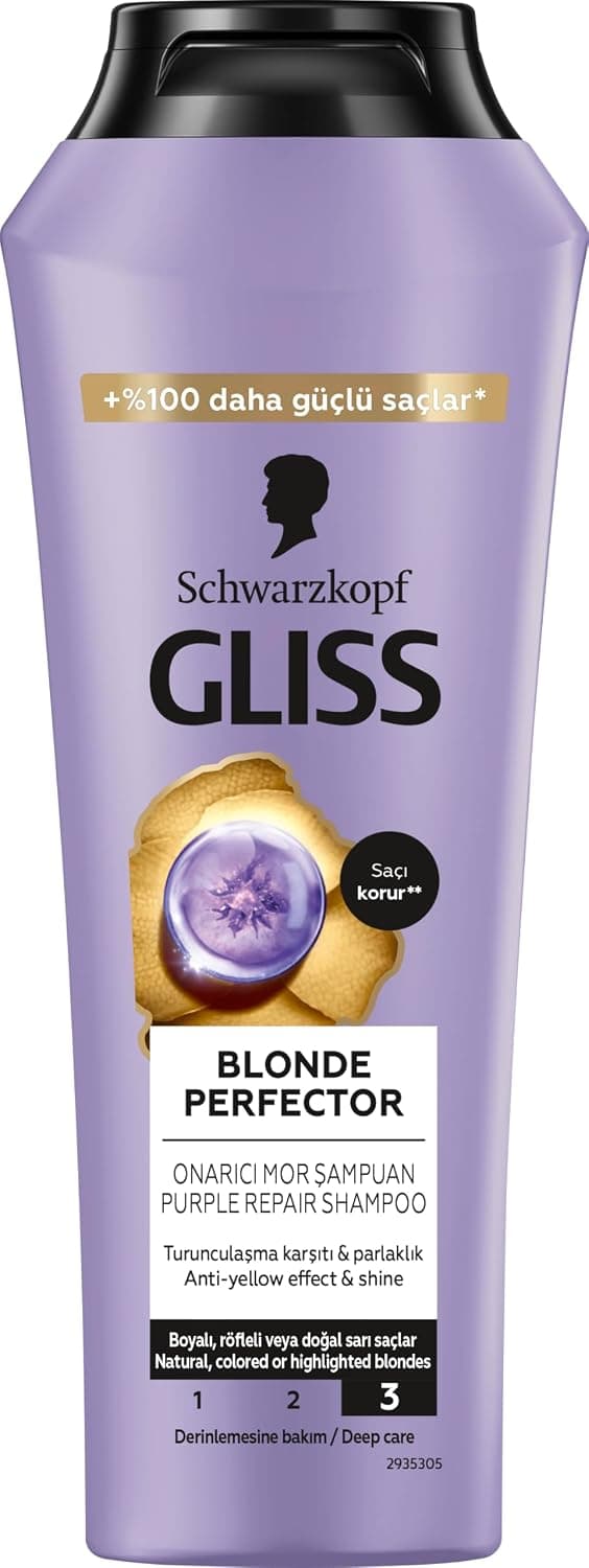 شامپو Gliss Blonde Perfector ضد زردی ترمیمکننده پپتید و توت آبی 250ml شامپو Gliss Blonde Perfector ضد زردی ترمیمکننده پپتید و توت آبی 250ml