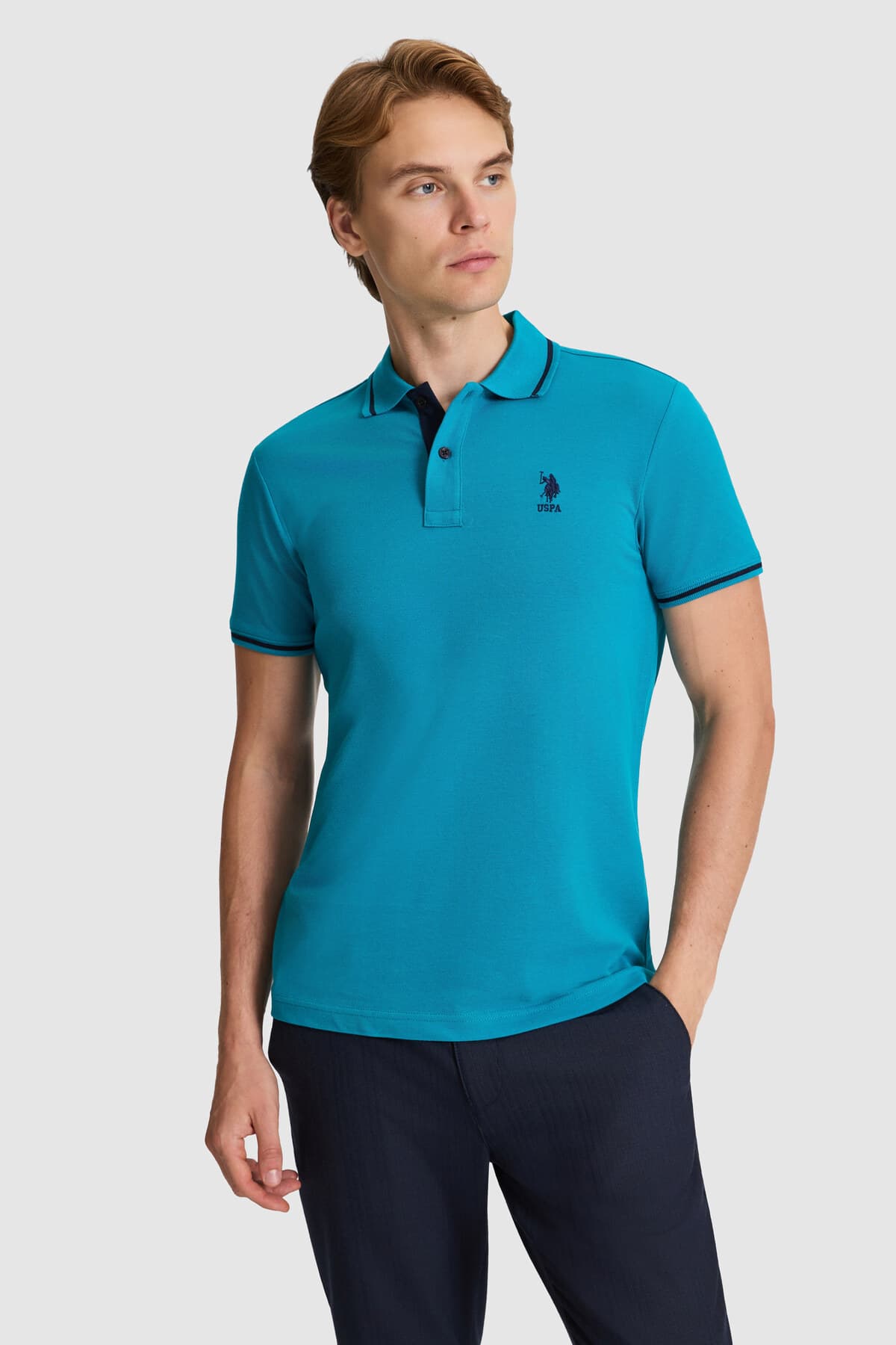 تیشرت مردانه U.S. Polo Assn. یقه پولو اسلیم فیت پترولی مدل 50326975-VR102 تیشرت مردانه U.S. Polo Assn. یقه پولو اسلیم فیت پترولی مدل 50326975-VR102