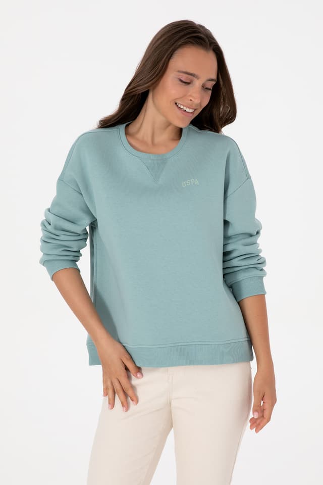 سوئیشرت زنانه U.S. Polo Assn. نعنایی یقه گرد آستر کرکی مدل 50313586-VR090 سوئیشرت زنانه U.S. Polo Assn. نعنایی یقه گرد آستر کرکی مدل 50313586-VR090