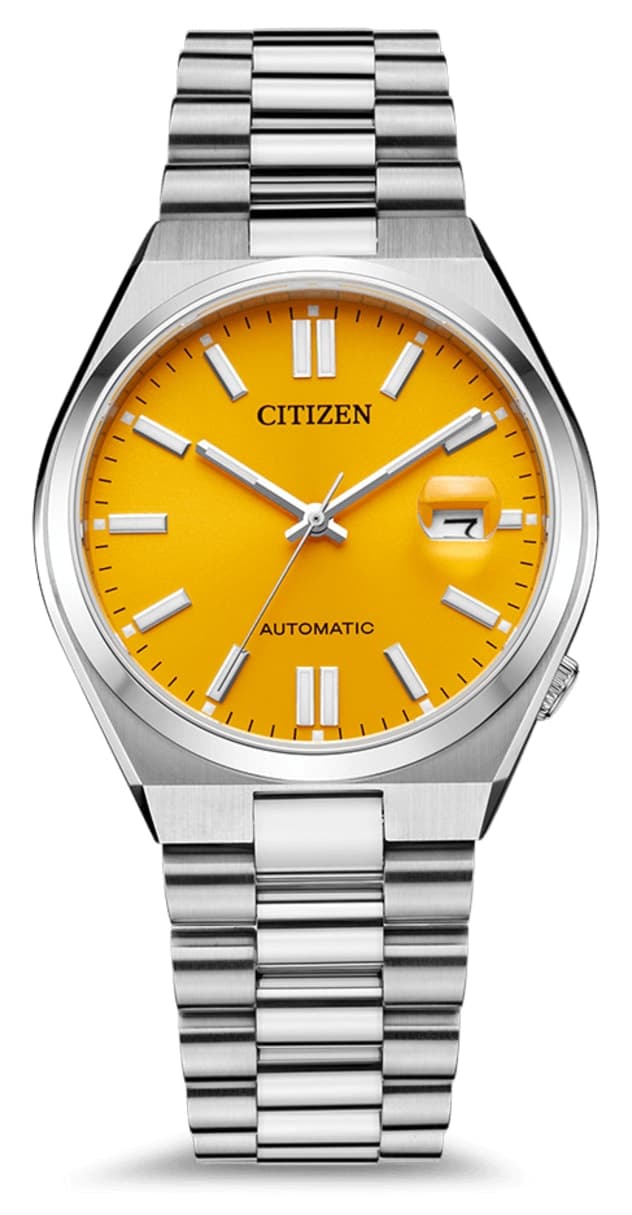 ساعت مچی مردانه Citizen اتوماتیک فولادی صفحه زرد 40 mm مدل Tsuyosa NJ0150-81Z ساعت مچی مردانه Citizen اتوماتیک فولادی صفحه زرد 40 mm مدل Tsuyosa NJ0150-81Z