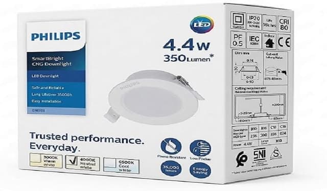 لامپ اسپات LED Philips 4.4W نور سفید 4000K 350lm قطر سوراخ 75-85mm لامپ اسپات LED Philips 4.4W نور سفید 4000K 350lm قطر سوراخ 75-85mm