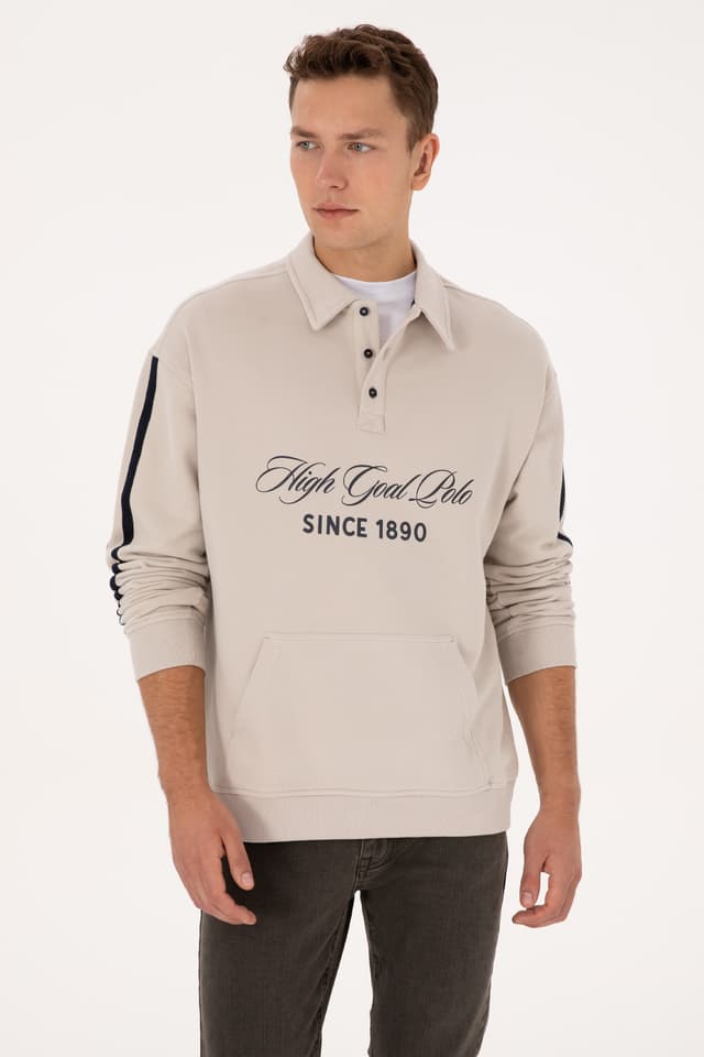 سوئیشرت مردانه U.S. Polo Assn. اورسایز یقه پولو سنگی مدل 50308942-VR049 سوئیشرت مردانه U.S. Polo Assn. اورسایز یقه پولو سنگی مدل 50308942-VR049