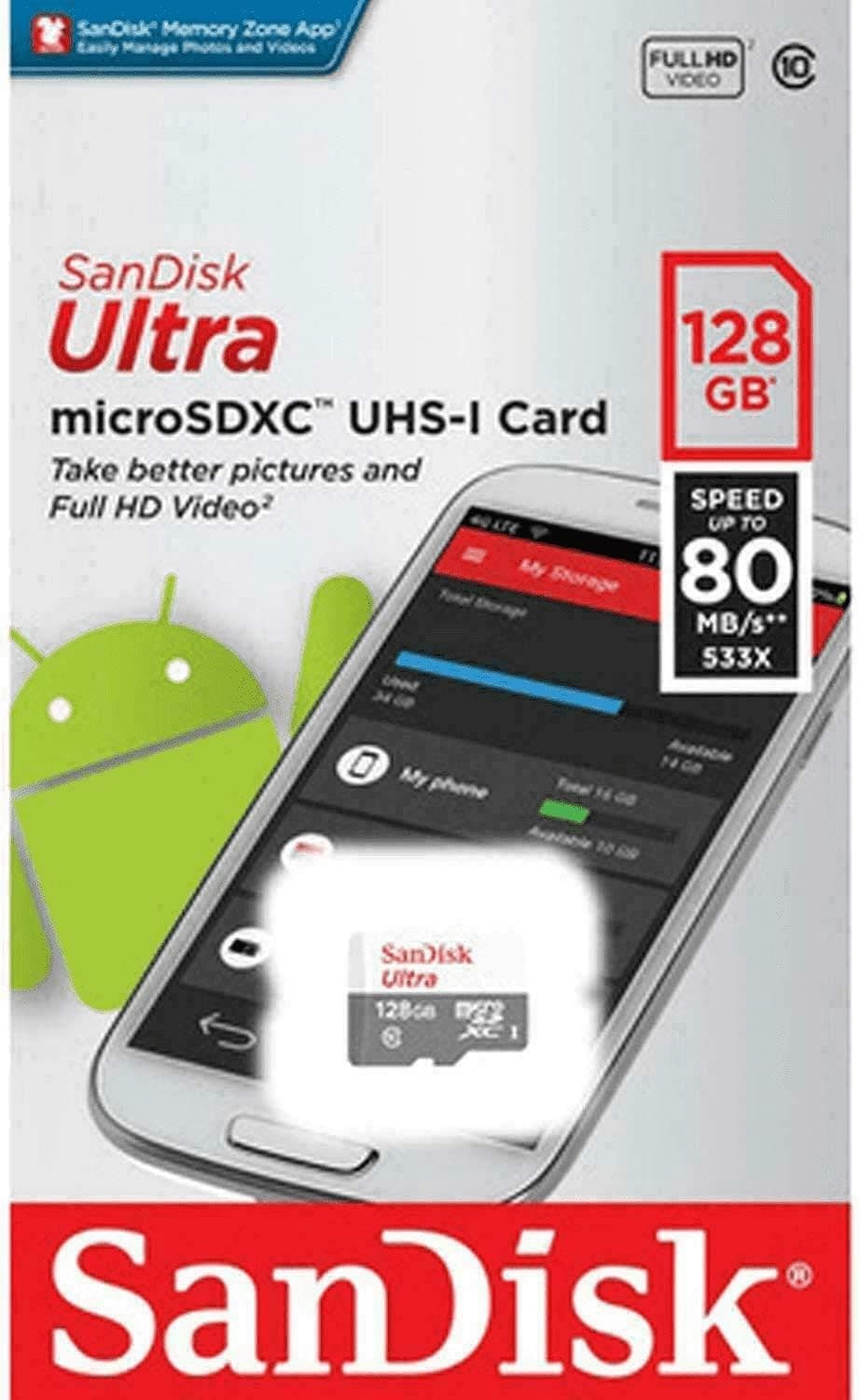 کارت حافظه microSDXC SanDisk Ultra ظرفیت 128GB سرعت خواندن تا 100MB/s مدل SDSQUNS-128G-GN6MN کارت حافظه microSDXC SanDisk Ultra ظرفیت 128GB سرعت خواندن تا 100MB/s مدل SDSQUNS-128G-GN6MN