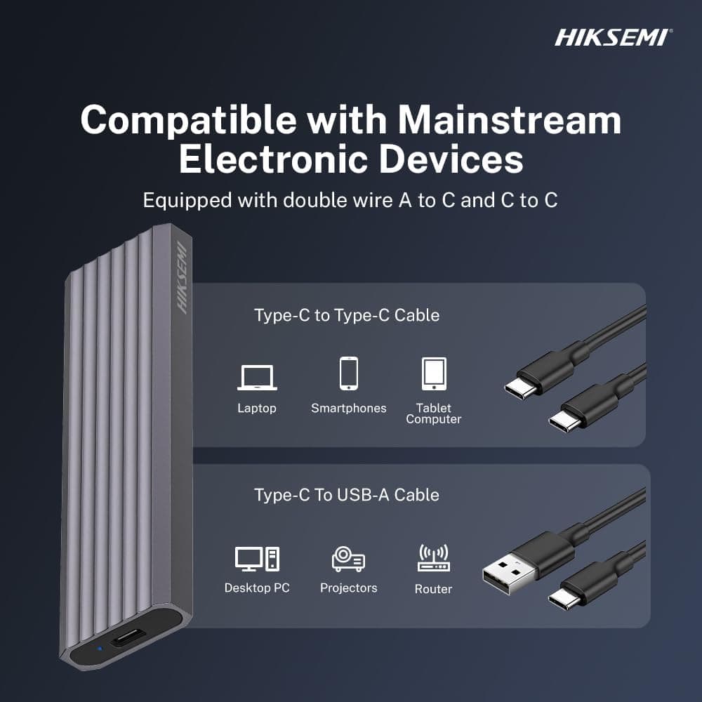 کیس SSD HIKSEMI آلومینیومی بدون ابزار M.2 NVMe USB C 3.2 Gen 2 کیس SSD HIKSEMI آلومینیومی بدون ابزار M.2 NVMe USB C 3.2 Gen 2