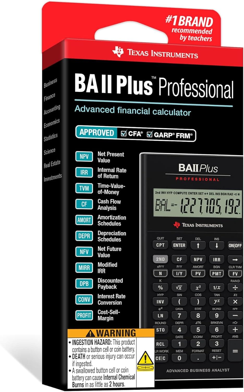ماشینحساب مالی TEXAS INSTRUMENTS با نمایشگر ۱۰ رقمی مدل BA II Plus Professional ماشینحساب مالی TEXAS INSTRUMENTS با نمایشگر ۱۰ رقمی مدل BA II Plus Professional