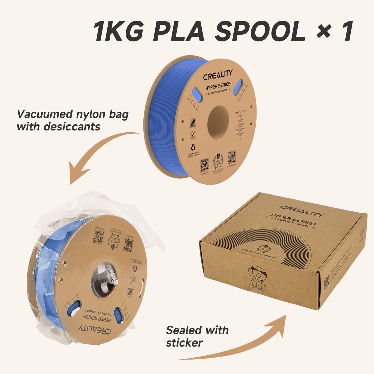 فیلامنت پرینتر سه بعدی Creality Hyper PLA 1.75 mm 1 KG آبی فیلامنت پرینتر سه بعدی Creality Hyper PLA 1.75 mm 1 KG آبی