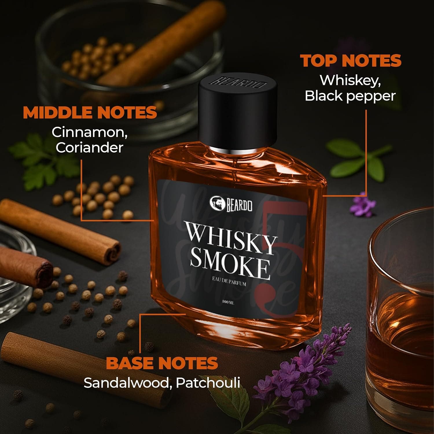 ادوپرفیوم مردانه Beardo مدل Whisky Smoke رایحه ادویهای، چوبی، چرمی، صندل-عود 100ml ادوپرفیوم مردانه Beardo مدل Whisky Smoke رایحه ادویهای، چوبی، چرمی، صندل-عود 100ml