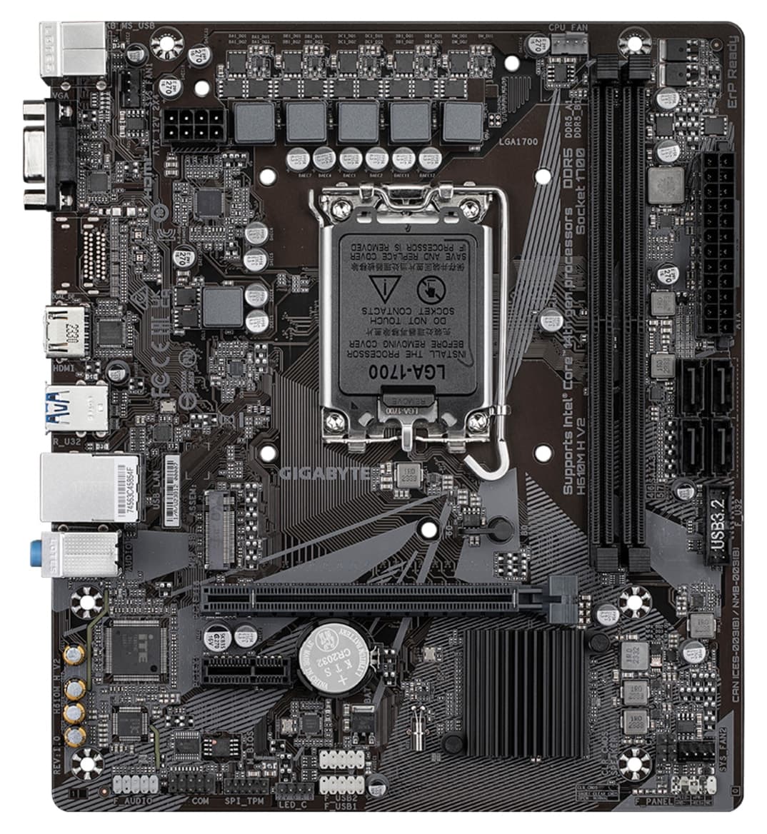 مادربرد Gigabyte سوکت LGA1700 نسل ۱۲ و ۱۳ مدل H610M K V2 Rev.1.0 مادربرد Gigabyte سوکت LGA1700 نسل ۱۲ و ۱۳ مدل H610M K V2 Rev.1.0