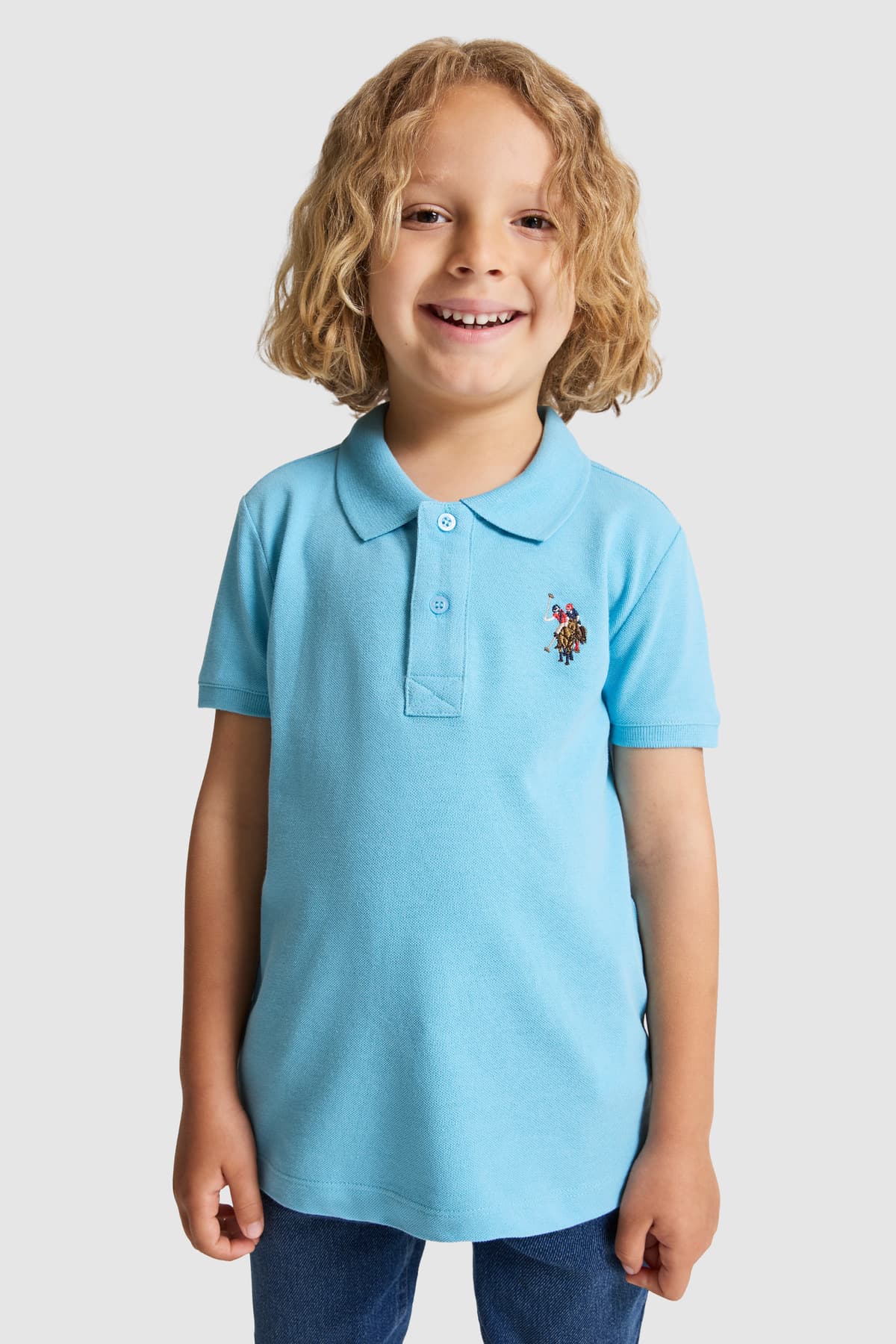 تیشرت پسرانه U.S. Polo Assn. یقه پولو ساده آبی مدل 50325608-VR007 تیشرت پسرانه U.S. Polo Assn. یقه پولو ساده آبی مدل 50325608-VR007